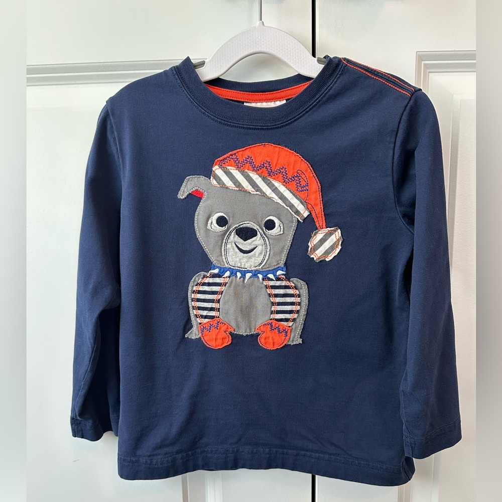 Hanna Andersson Holiday Dog Applique Long Sleeve Shirt (Size 100/4)